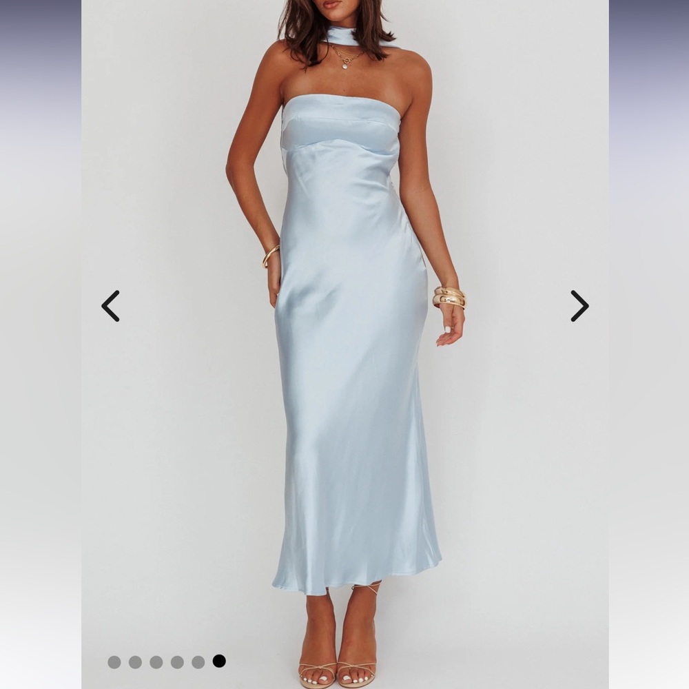 Blue Dress Maxi Satin